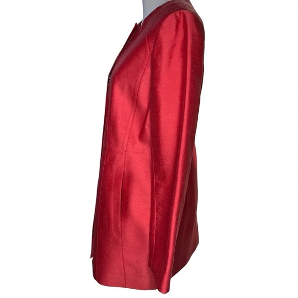 J. Crew Silk Cotton Blend Coral Scoop Neck Jacket Size Medium - Picture 7 of 16